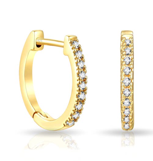 Donatello Gian Sterling Silver Gold Plated Crystal Hoop Earrings In Gold