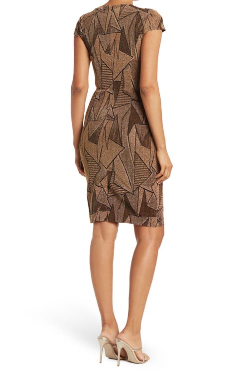 Vince Camuto Geo Metallic Knit Cap Sleeve Dress In Multi