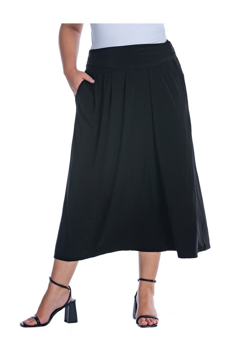24seven Comfort Apparel Foldover Maxi Skirt With Pockets, Main, color, Black
