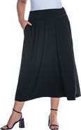 24seven Comfort Apparel Foldover Maxi Skirt With Pockets