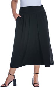 24seven Comfort Apparel Foldover Maxi Skirt With Pockets