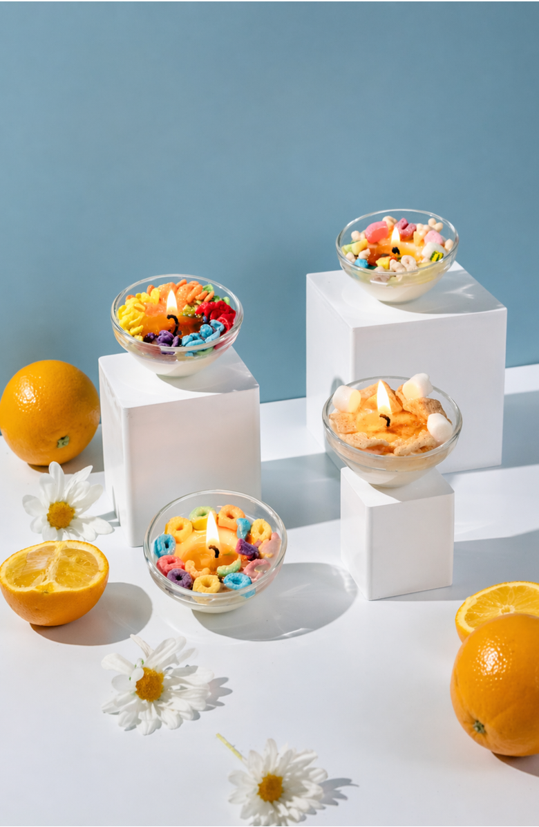 Southlake gifts Mini Cereal Candle Bowl Set, Alternate, color, Multicolored Pastel