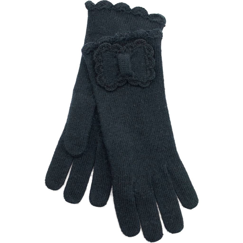 Portolano Scalloped Edge Knit Gloves In Black