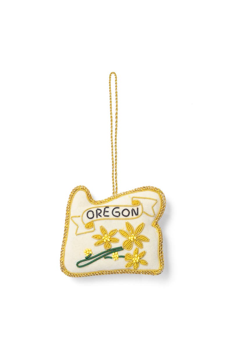 Matr Boomie Oregon State Grape Beaded Fabric Ornament - Embroidered, Main, color, White