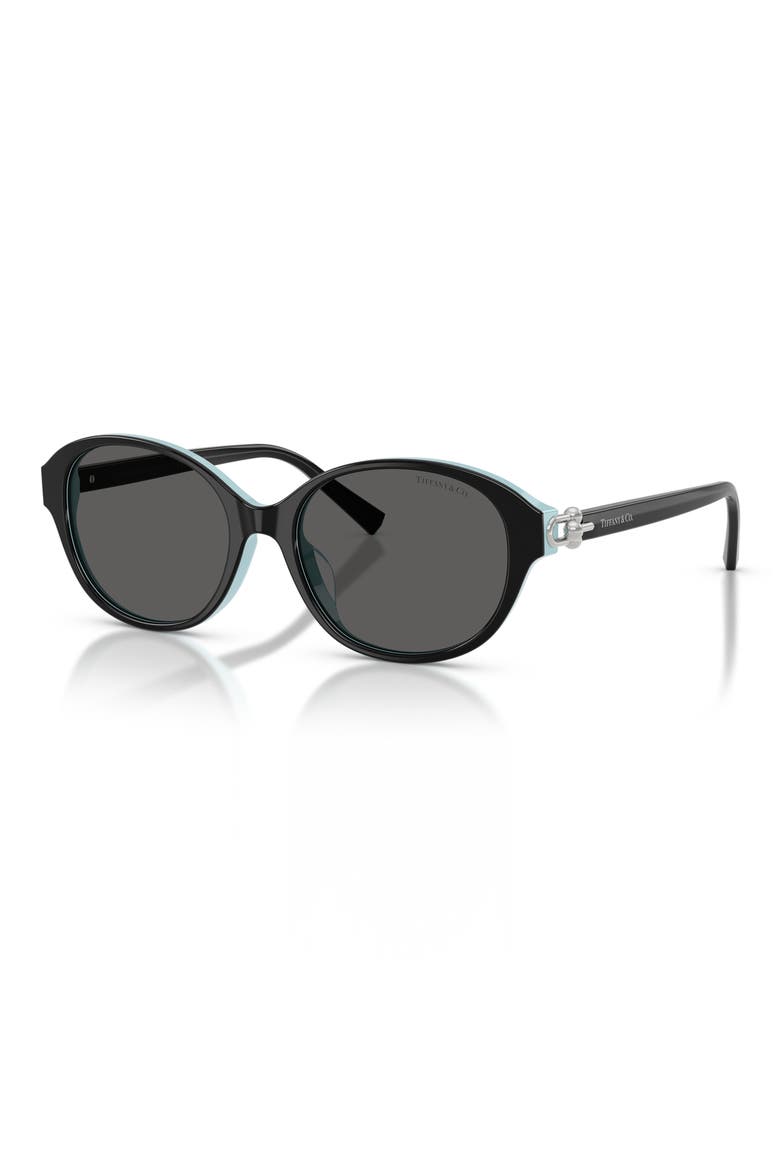 54mm Round Sunglasses, Alternate, color, BLACK ON TIFFANY BLUE / GREY