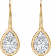 BY ADINA EDEN Lab Grown Diamond Pear Bezel Dangling Huggie Earring 14K