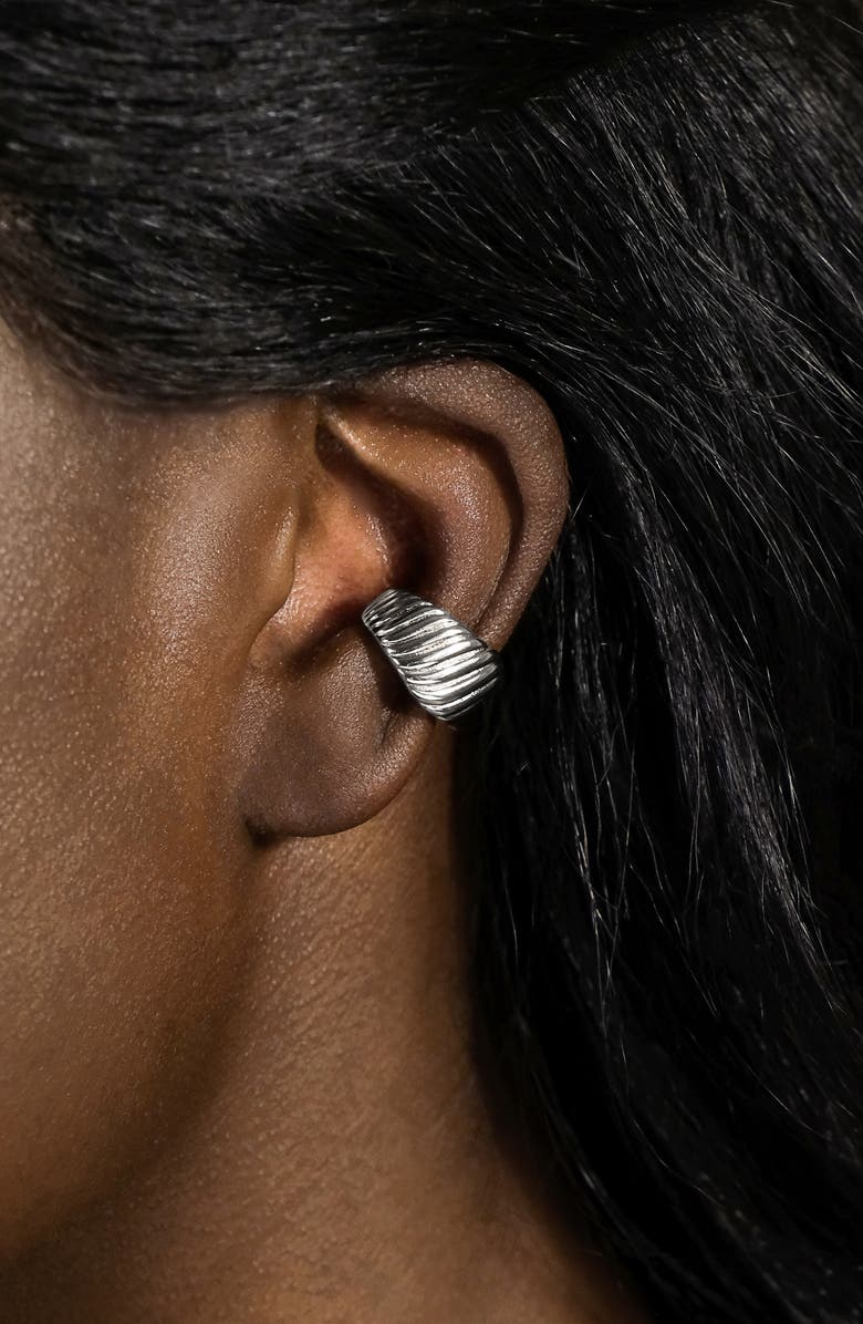 Sterling Forever Beth Twisted Croissant Ear Cuffs, Alternate, color, Silver