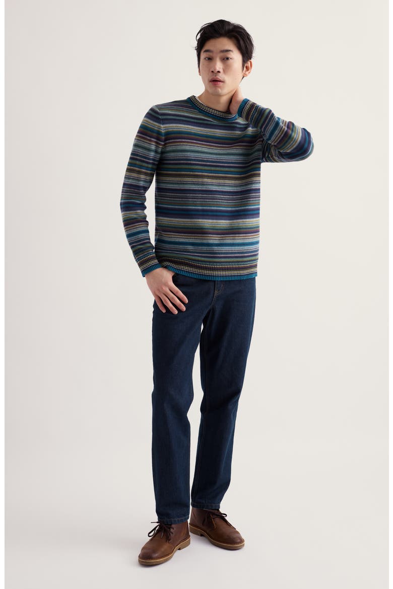 Trenale Stripe Organic Cotton Crewneck Sweater, Alternate, color, SOWN SQUALL