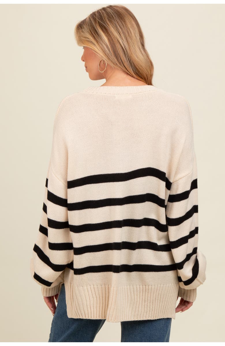 PinkBlush Striped Oversized Side Slit Sweater, Alternate, color, Taupe