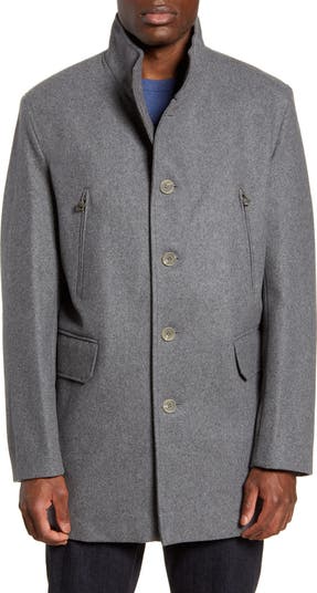 Cole Haan Single-Breasted sale Wool Top Coat Light Gray