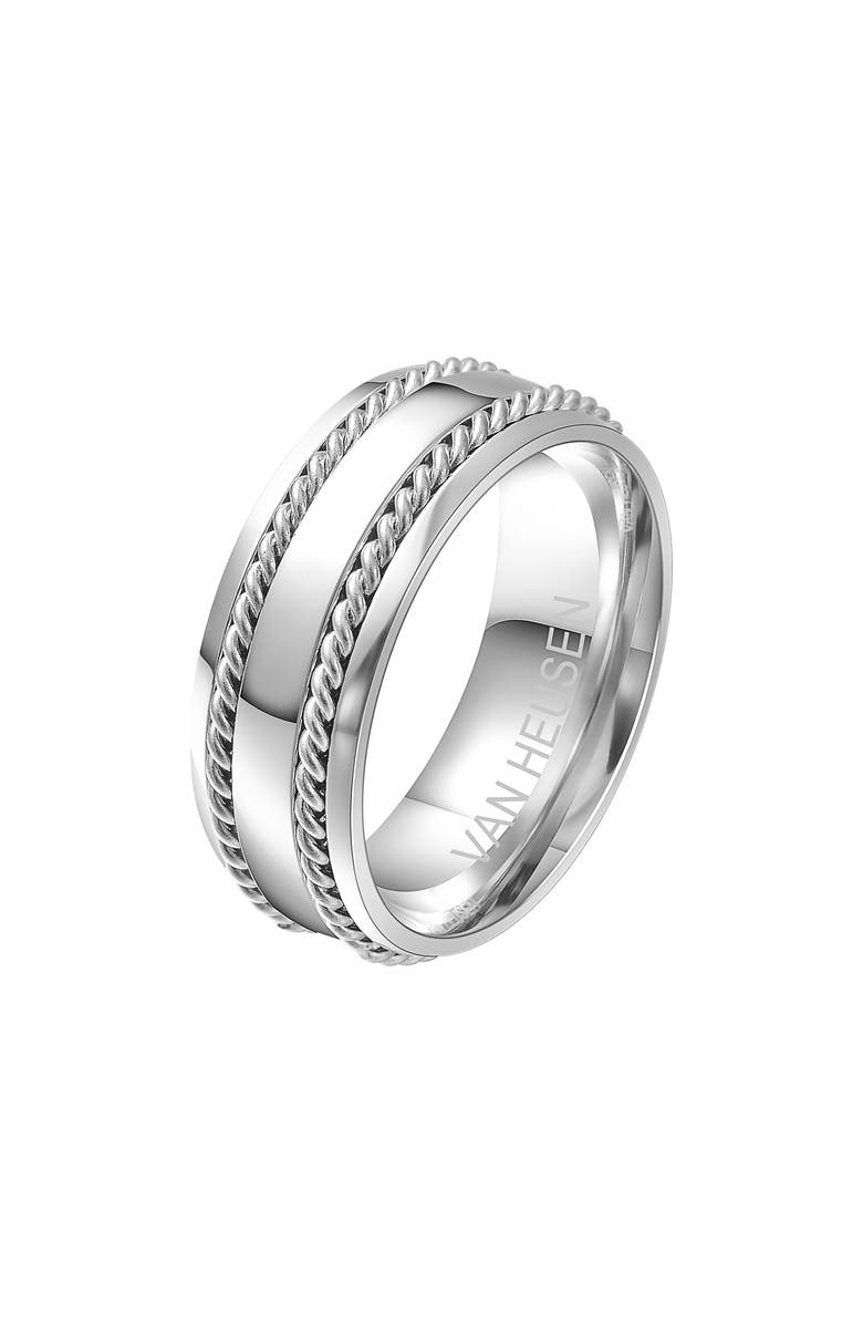 VAN HEUSEN Men's Twisted Band Ring, Main, color, Silver