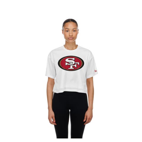 Women's New Era White San Francisco 49ers Summer Mesh Cropped Boxy T-Shirt
