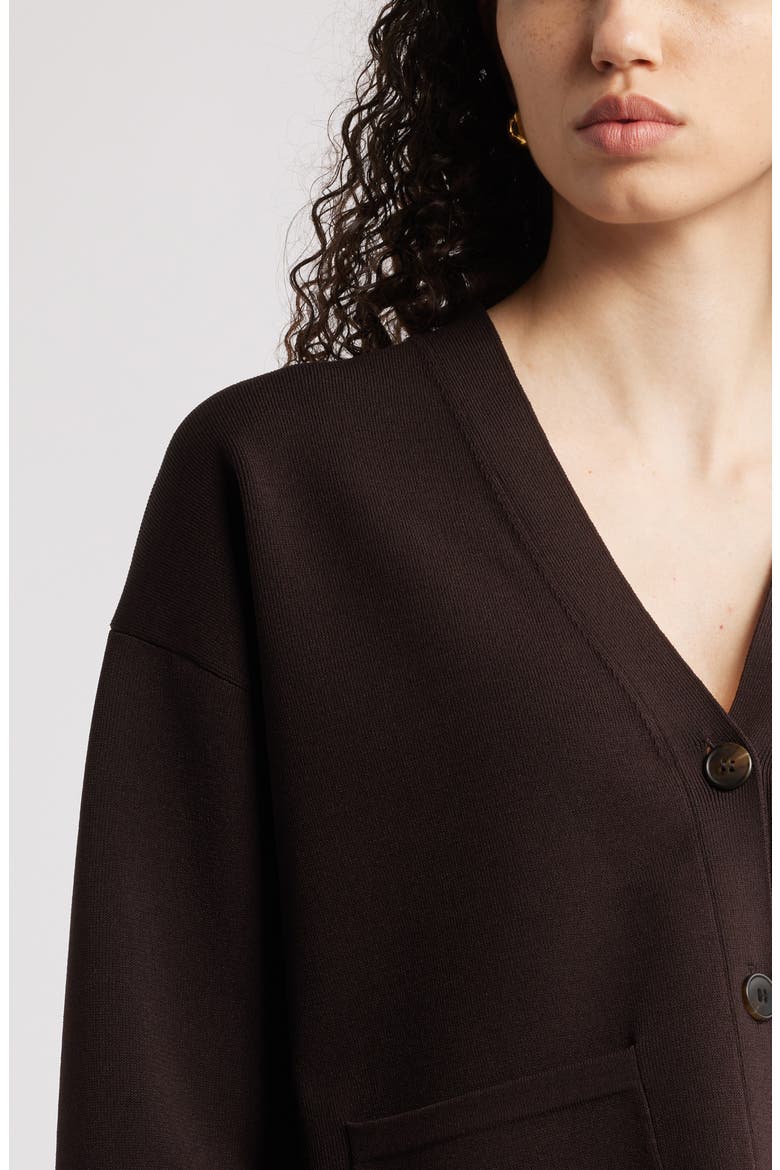 V-Neck Cardigan, Alternate, color, BROWN GANACHE