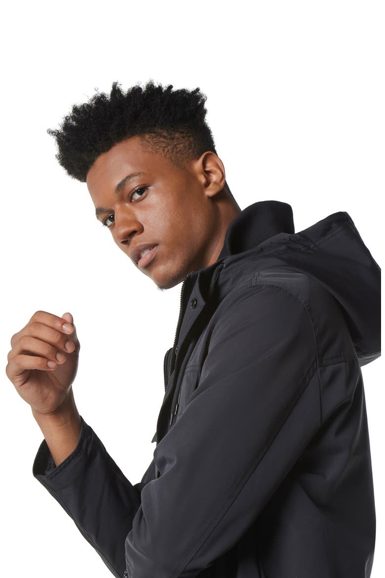Marc New York Zenith Hooded Shirt Jacket, Alternate, color, BLACK