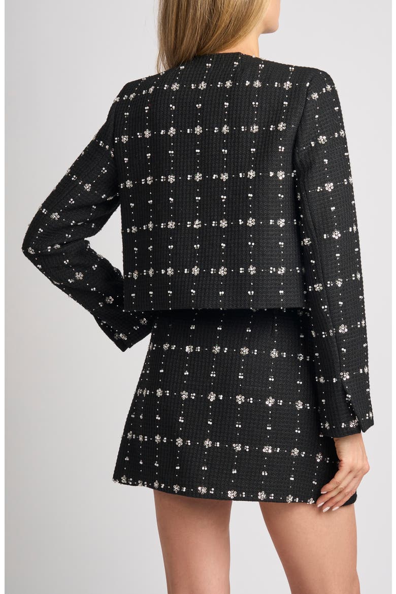 Noelle Sequin Short Jacket, Alternate, color, RICH BLACK