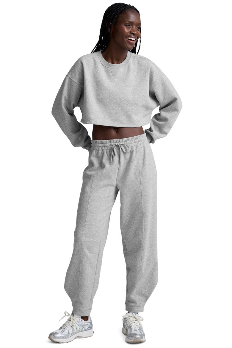 LuxeFleece Barrel Leg Sweatpants, Alternate, color, LIGHT HEATHER GRAY