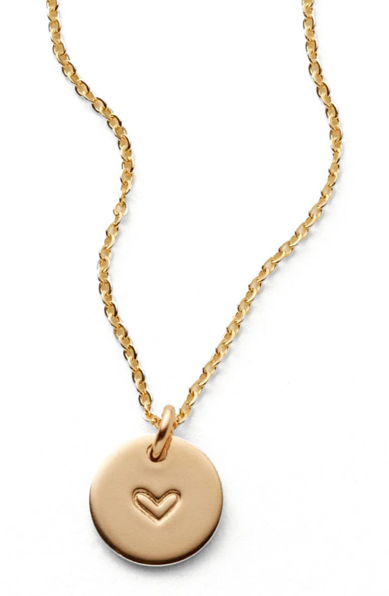 MADE BY MARY Heart Disc Necklace, Main, color, Silver