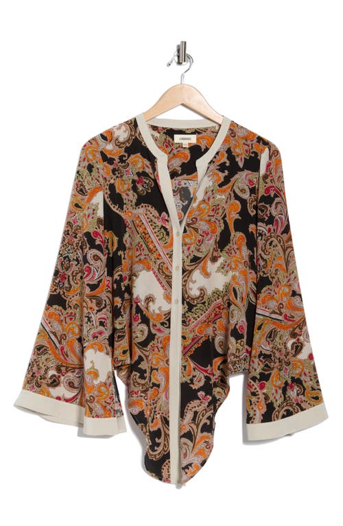 L Agence Charlize Bell Sleeve Blouse In Tonal Tan Paisley In Brown