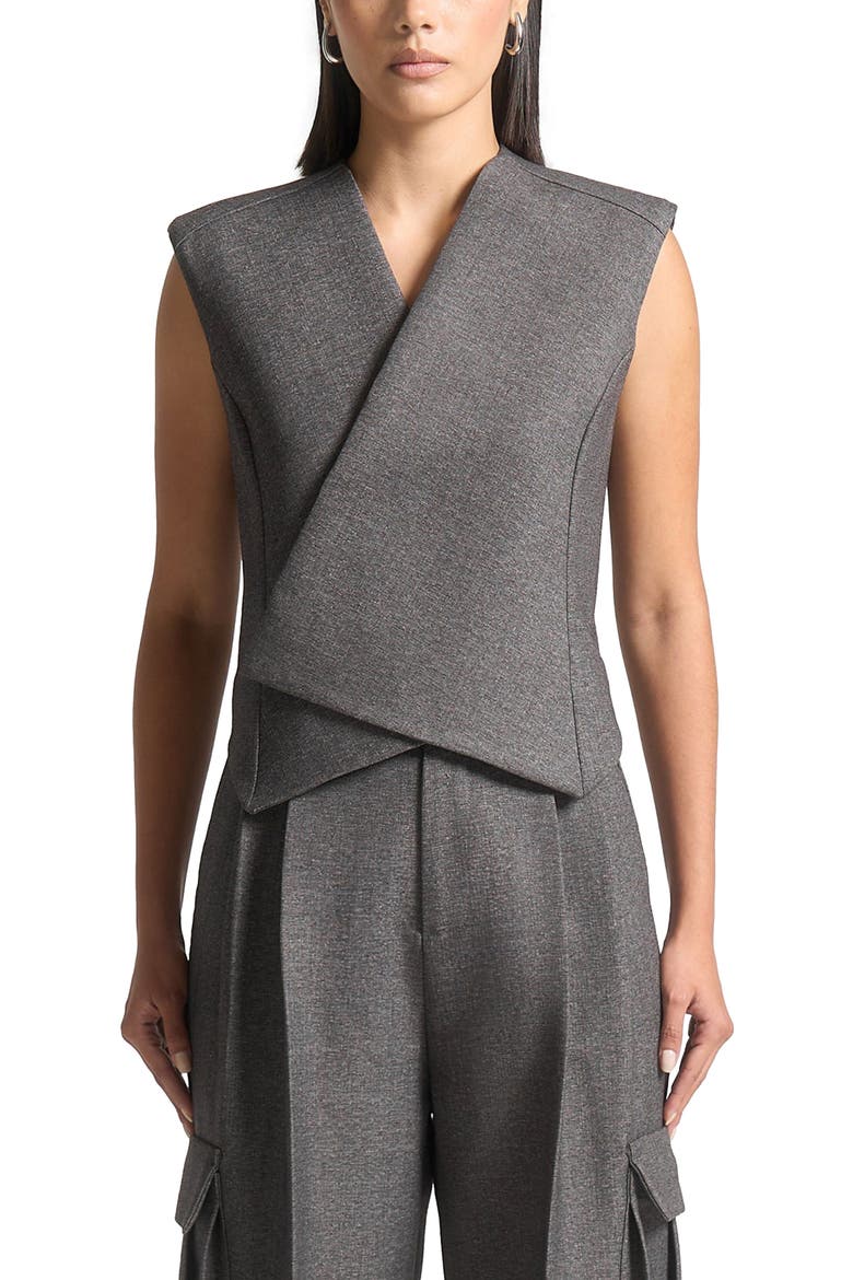 Laurence Tailored Wrap Waistcoat, Alternate, color, Grey Marl