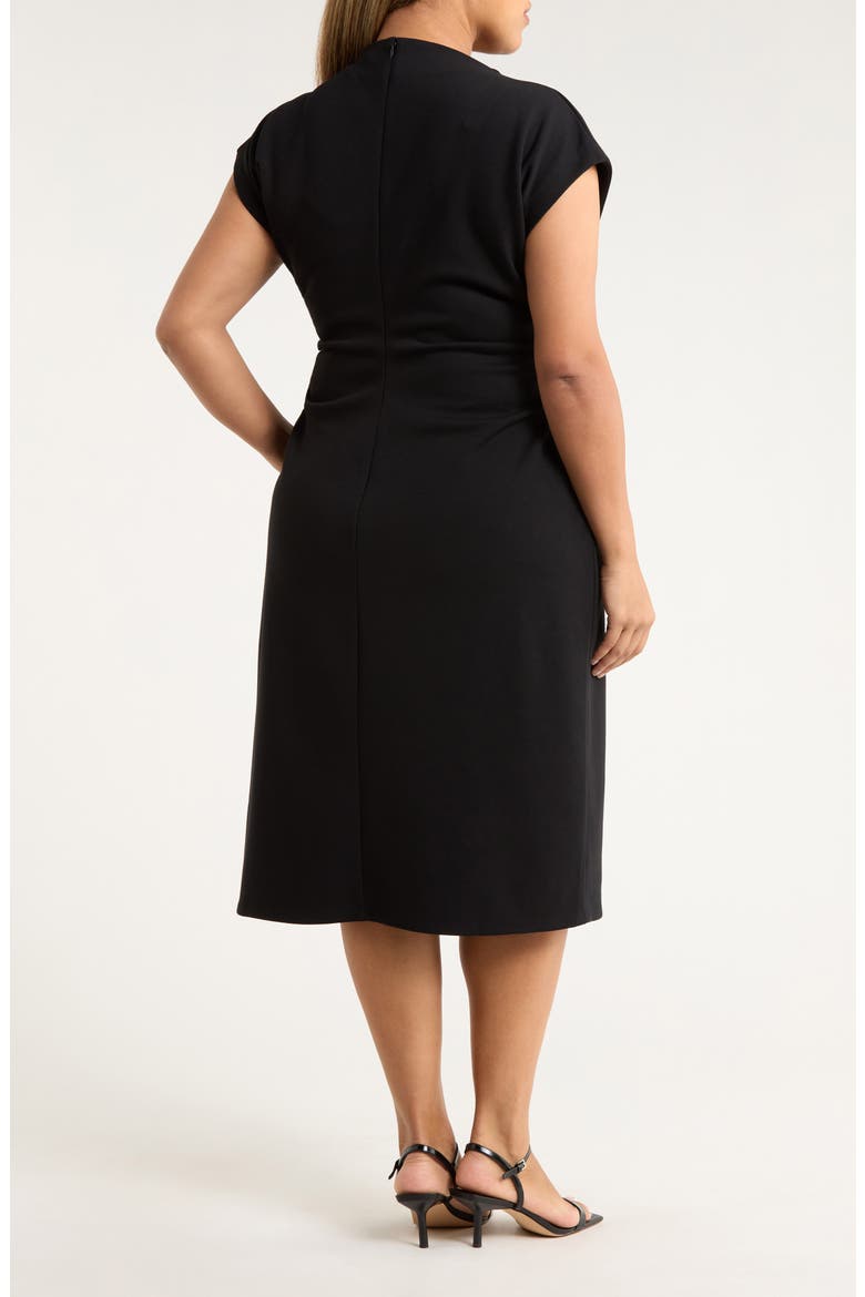 Ruched Cap Sleeve Dress, Alternate, color, BLACK