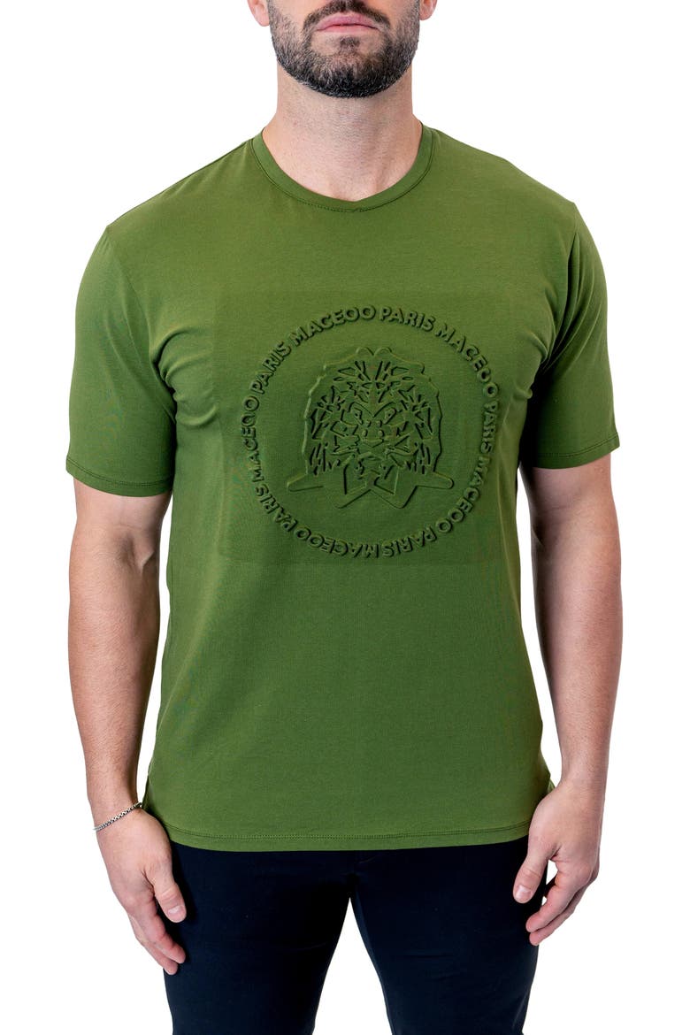 Stamped Green Logo Stretch Cotton T-Shirt, Main, color, GREEN