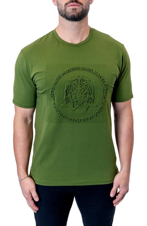 Stamped Green Logo Stretch Cotton T-Shirt