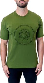 Maceoo Stamped Green Logo Stretch Cotton T-Shirt