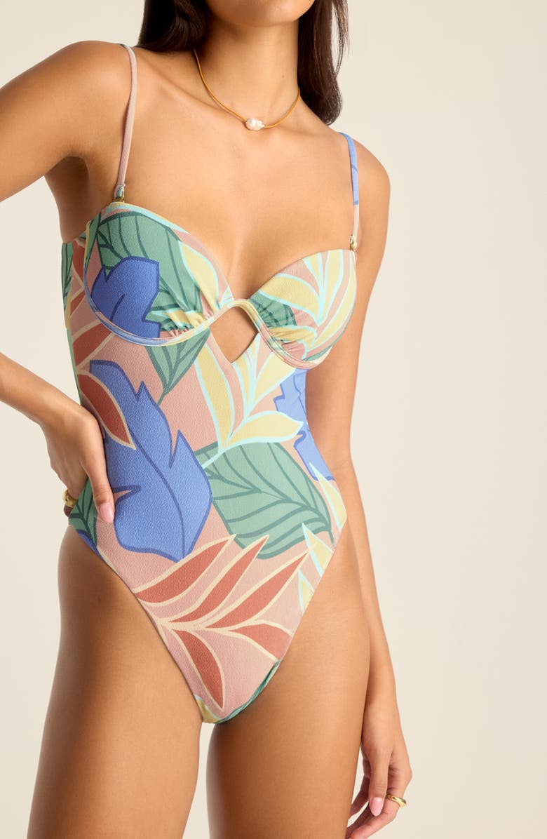 Vitamin A<sup>®</sup> Mabel Underwire Bandeau One-Piece Swimsuit, Alternate, color, Retro Jungle