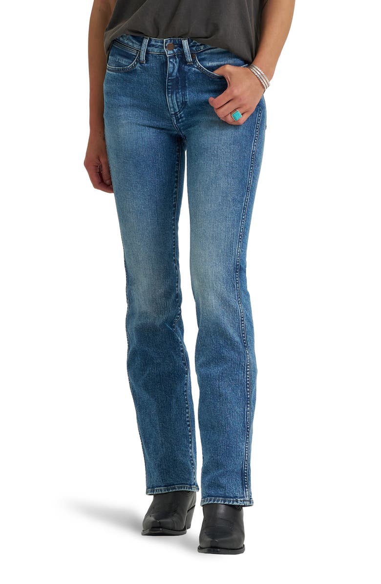 Wrangler Mid Rise Bootcut Jeans, Main, color, Rustler Wash