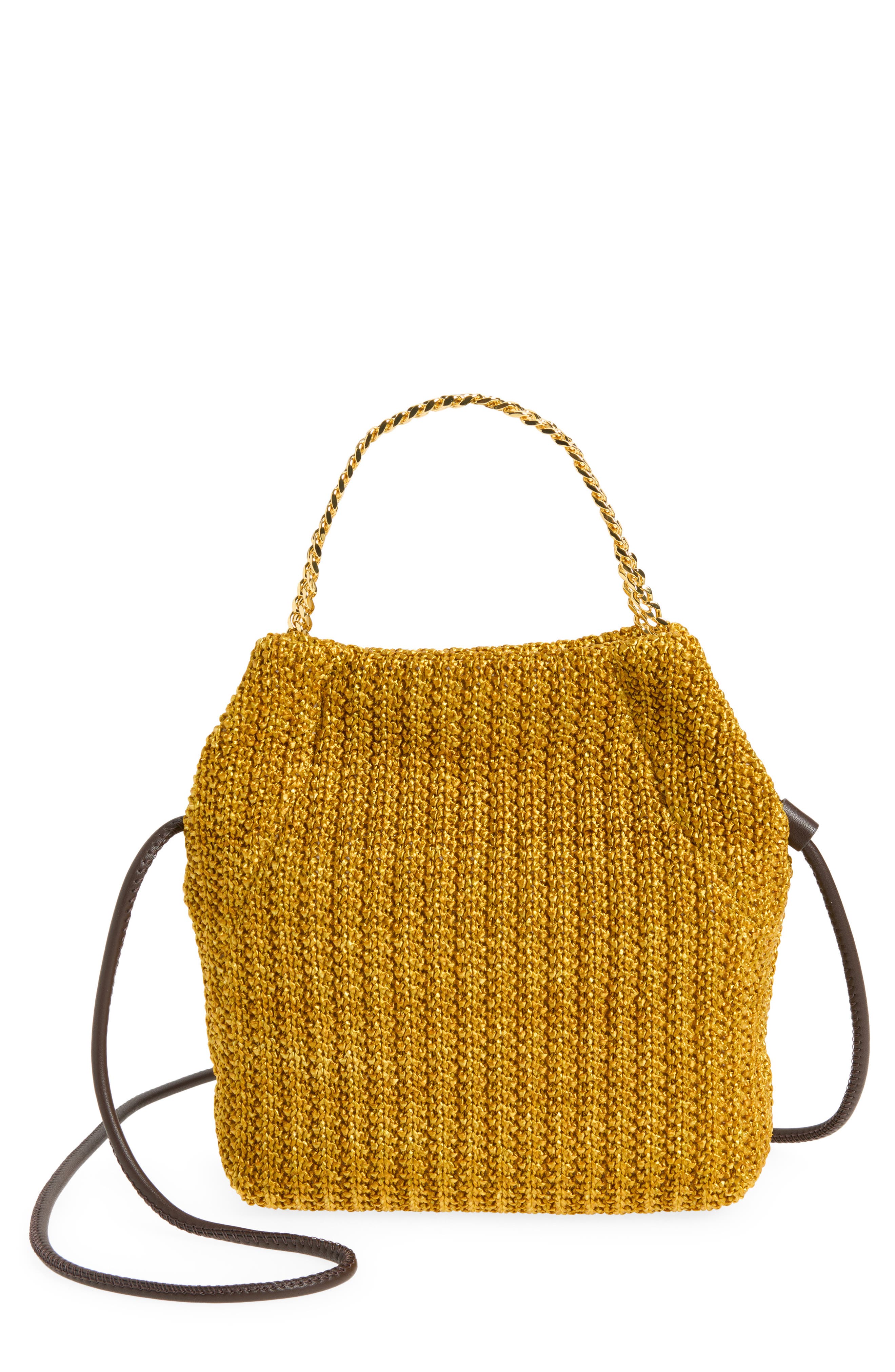 Veronica Beard Small Woven Slouch Bag, Main, color, Gold