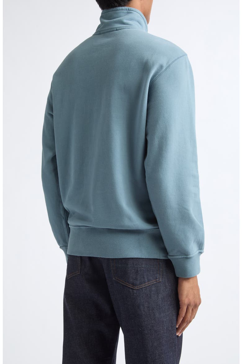 Cotton Quarter Zip Pullover, Alternate, color, V002B BLUE ACCIAIO