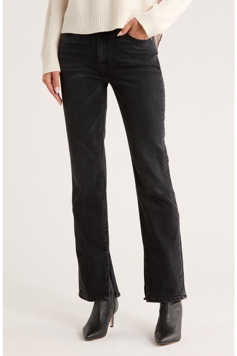 Frankie Ultra High Waist Slit Hem Straight Leg Jeans, Main, color, FORSYTH