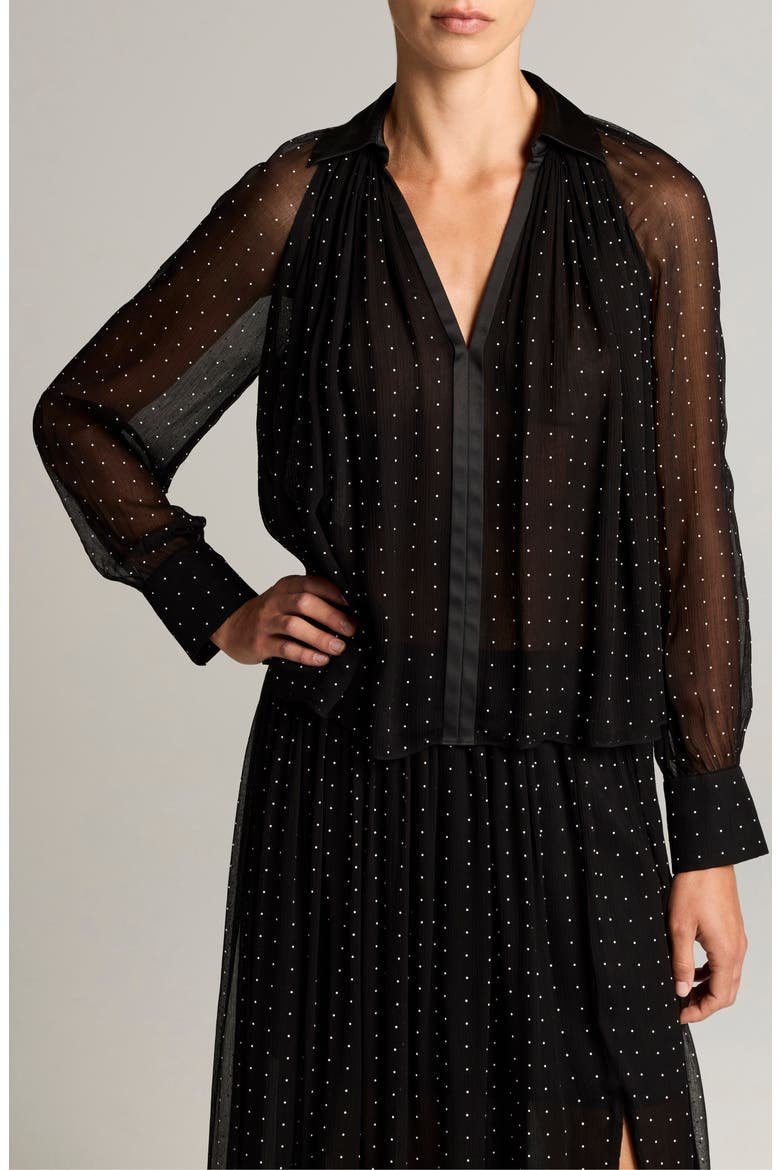 Heat Set Dot Sheer Top, Main, color, BLACK