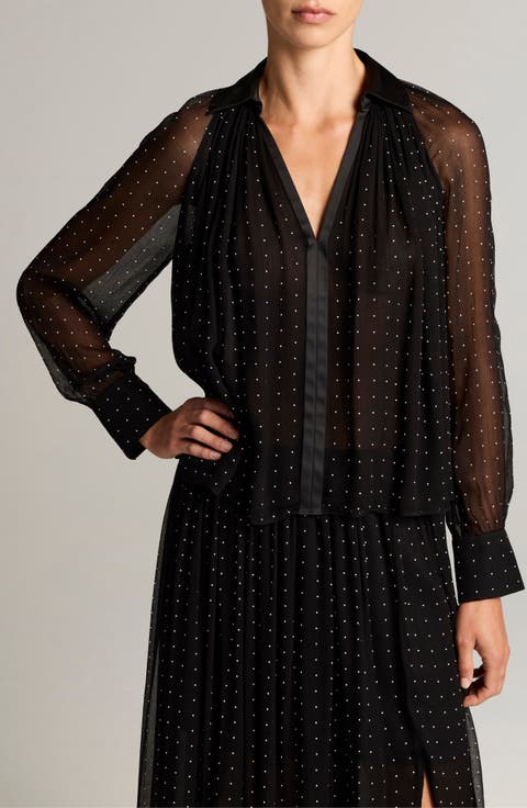 Heat Set Dot Sheer Top