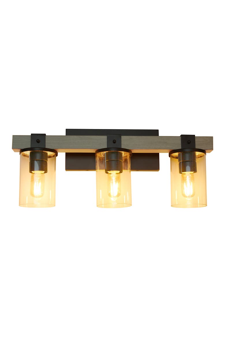 Farmhouse Rustic Wood Style 3 Light Vanity, Alternate, color, GRAY