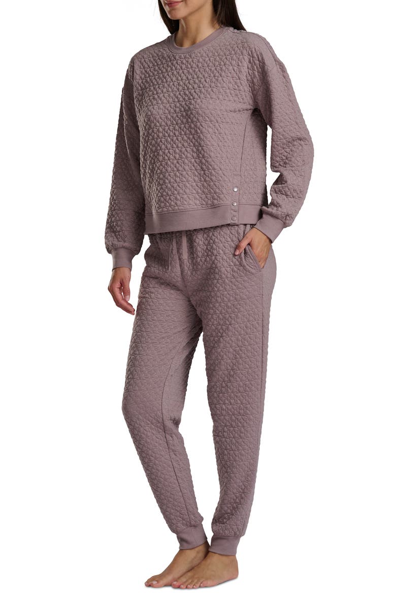 Splendid Heart Stitched Pullover & Jogger Pajamas, Alternate, color, Mauve Quilted Heart