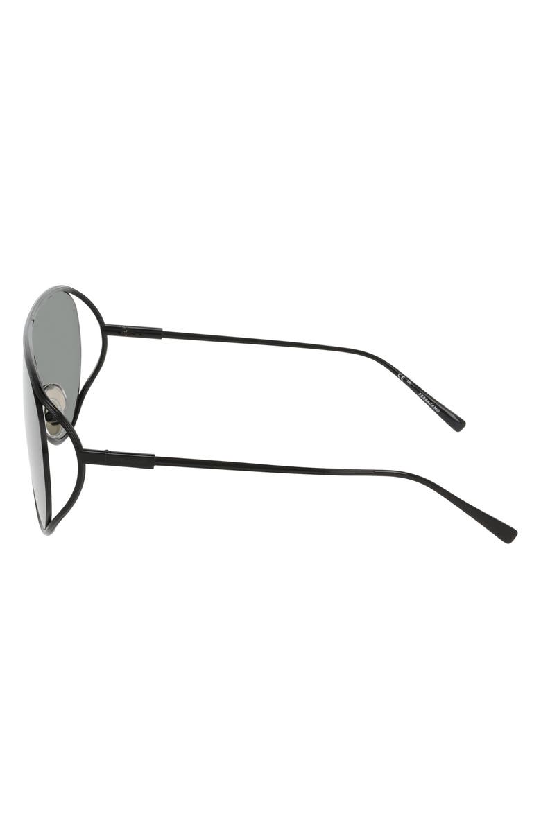 FERRAGAMO 63mm Oversize Aviator Sunglasses, Alternate, color, Black