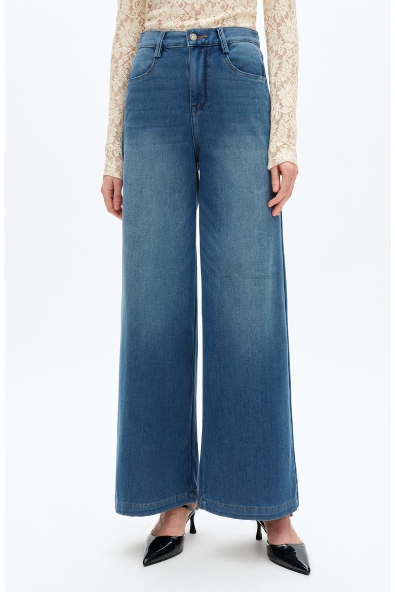 High Waist Wide Leg Jeans, Main, color, MEDIUM BLUE