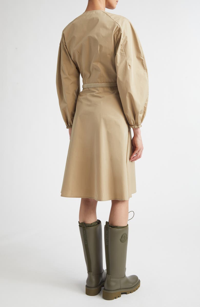 Moncler Long Sleeve Belted Poplin Shirtdress, Alternate, color, Beige