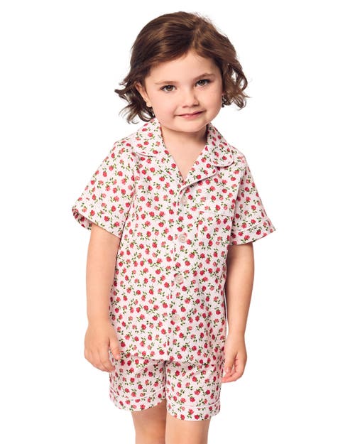 Petite Plume Petit Plume Girls' Petite Petals Pajama Top & Shorts Set - Baby, Little Kid, Big Kid In Pink