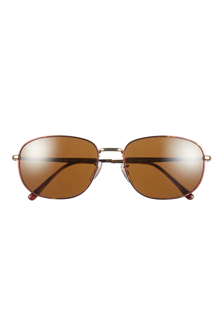 60mm Polarized Pillow Sunglasses, Main, color, BROWN
