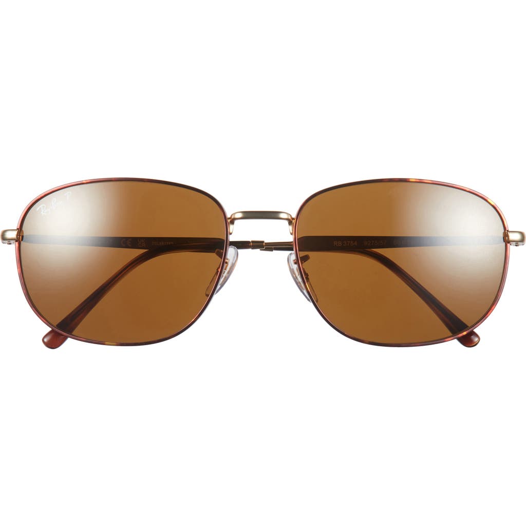 Ray Ban Ray-ban 60mm Polarized Pillow Sunglasses In Brown