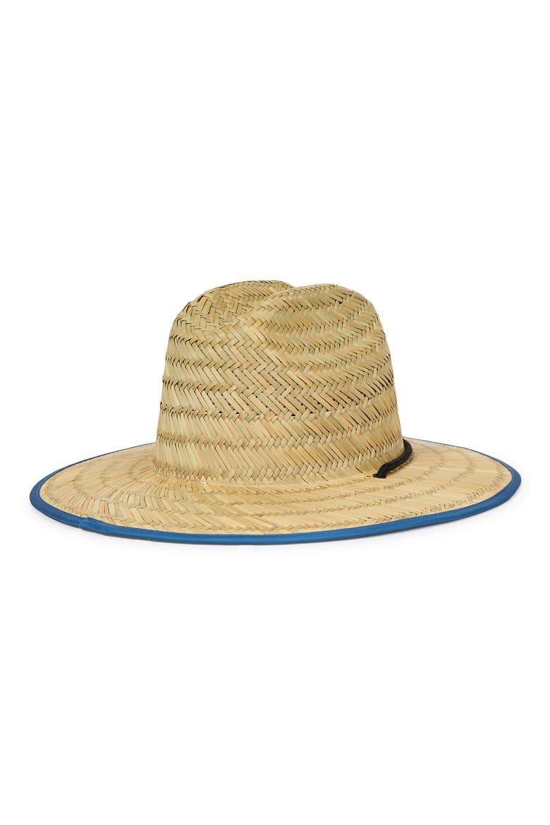 Tides Print Woven Straw Hat, Alternate, color, DARK DENIM