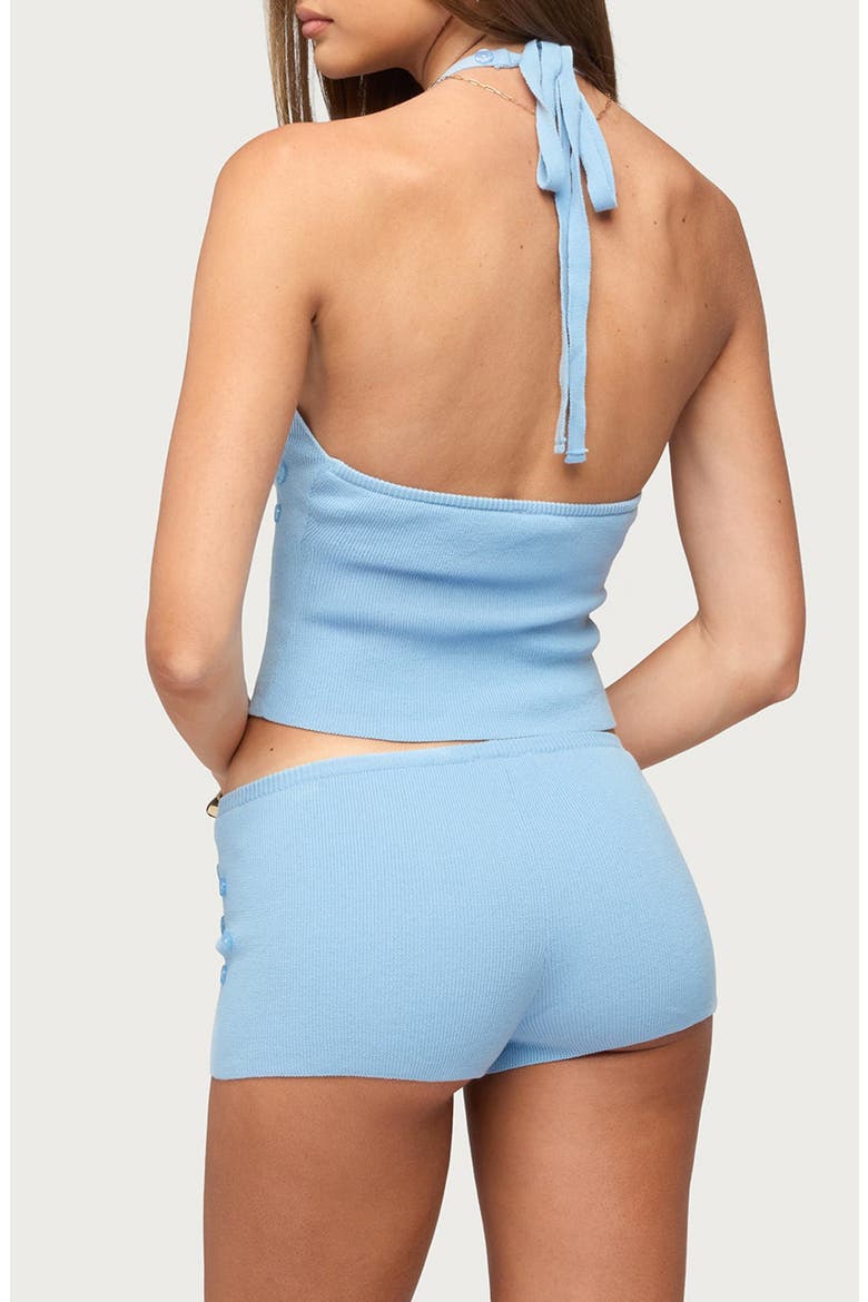 Nataly Button Ribbed Halter Top, Alternate, color, LIGHT-BLUE