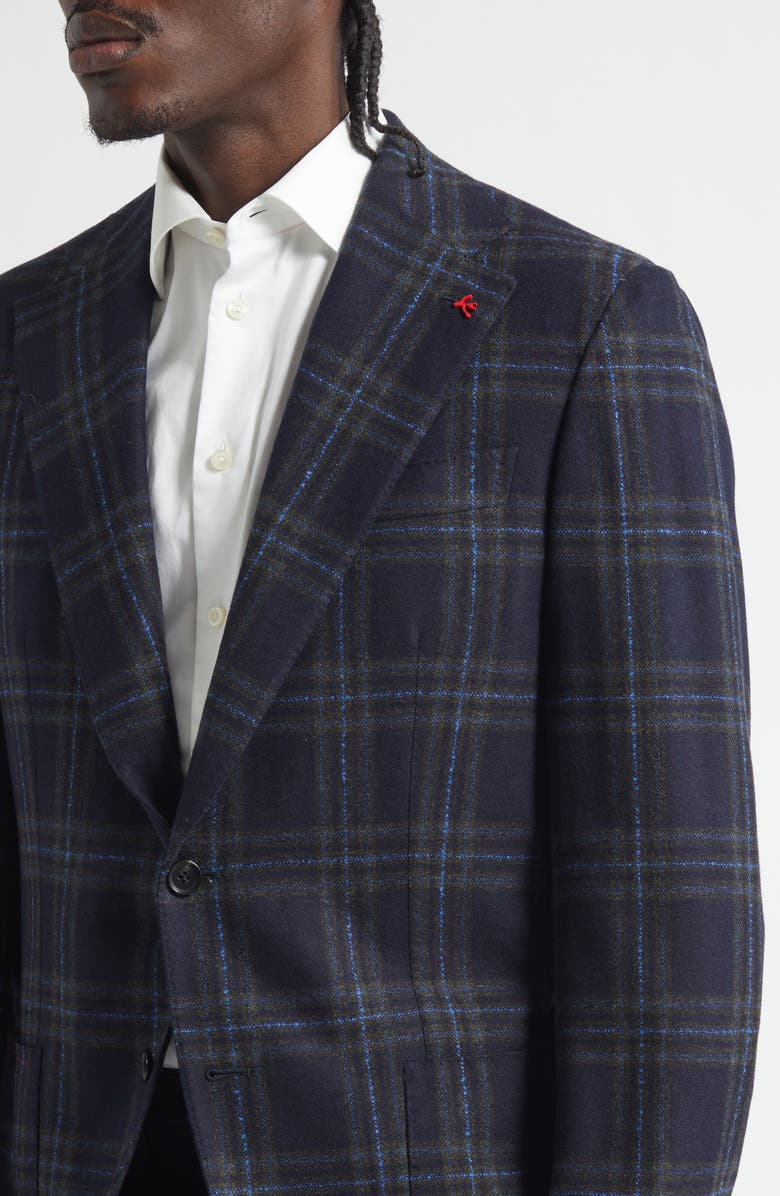 ISAIA Marechiaro Plaid Wool & Cashmere Sport Coat, Alternate, color, Blue