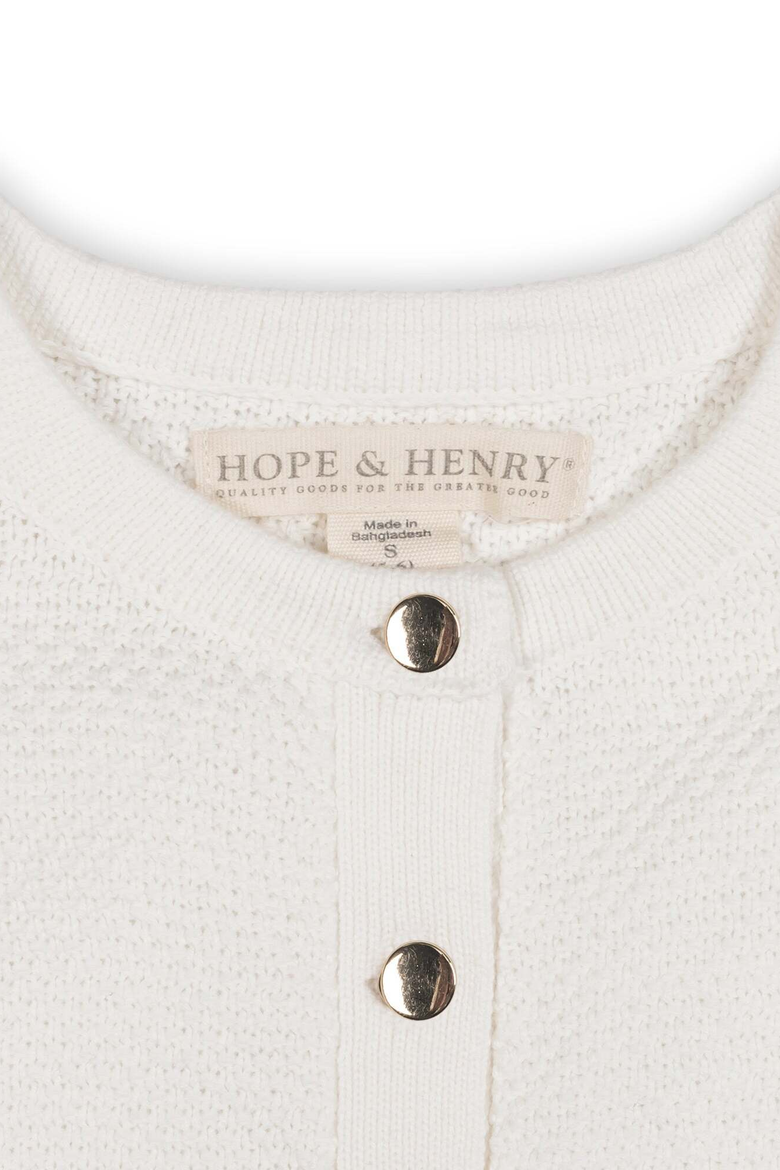 Kids' Organic Cropped Scallop Cardigan, Alternate, color, Soft White Tweed