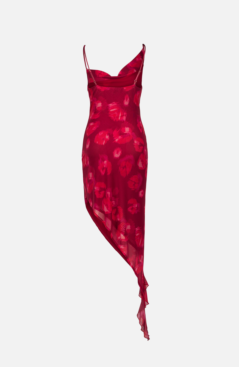 SAEMDI Waterfall Mesh Dress, Alternate, color, Lipstick Print