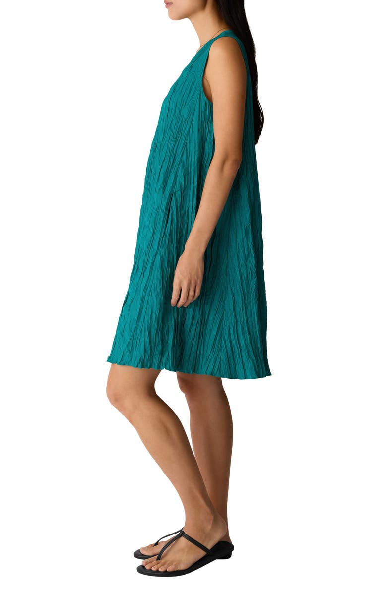 Eileen Fisher Sleeveless Silk A-Line Dress, Alternate, color, Teal