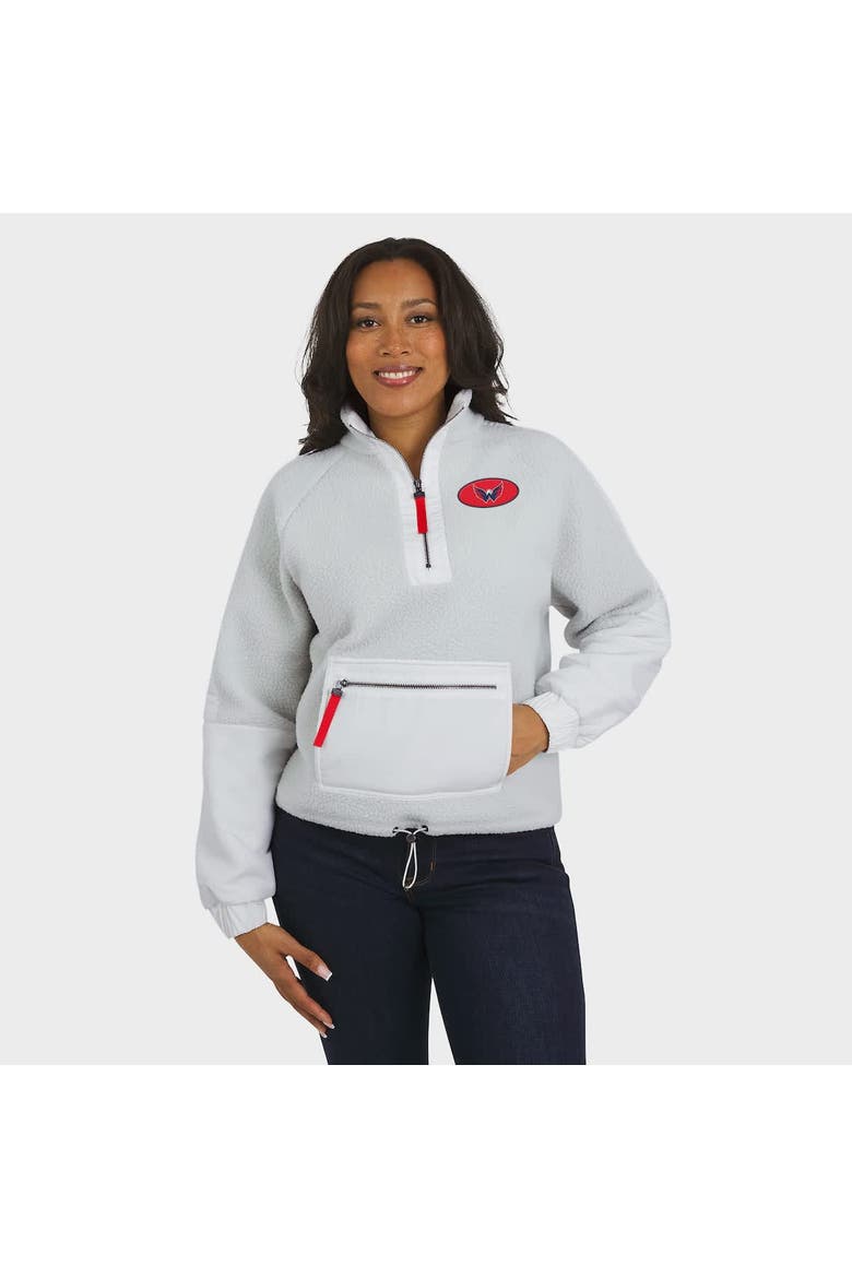 Women's WEAR by Erin Andrews Gray Washington Capitals Polar Fleece Quarter-Zip Jacket, Alternate, color, Gray