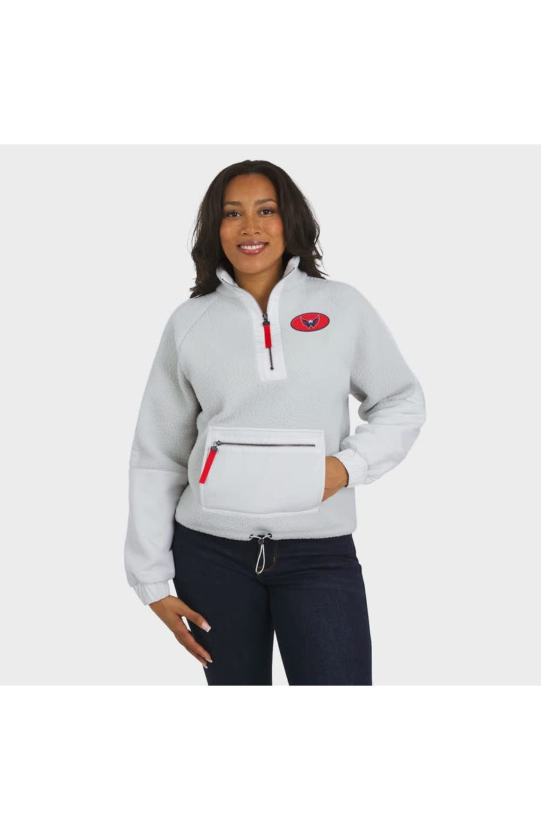 WEAR by Erin Andrews Women's WEAR by Erin Andrews Gray Washington Capitals Polar Fleece Quarter-Zip Jacket, Alternate, color, Gray